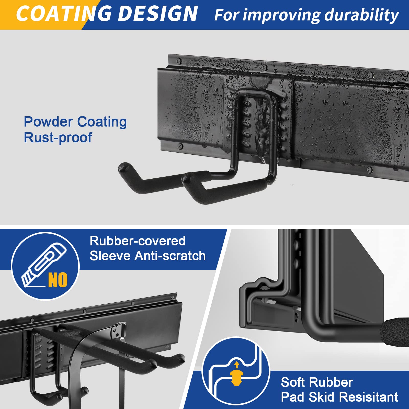 UUP rubber-covered hook ends prevent slipping during use.