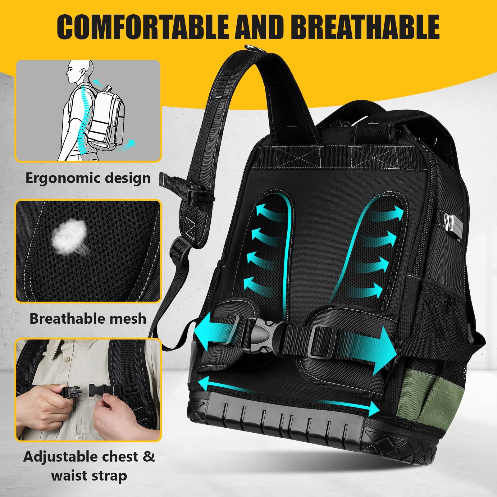 UUP Tool Backpack - 16-inch laptop sleeve protects devices on site.
