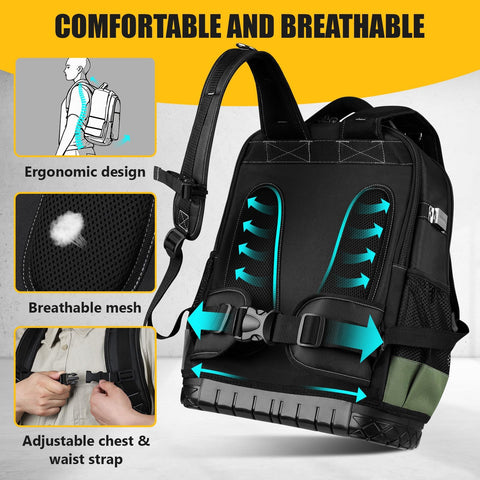 UUP Tool Backpack - 16-inch laptop sleeve protects devices on site.