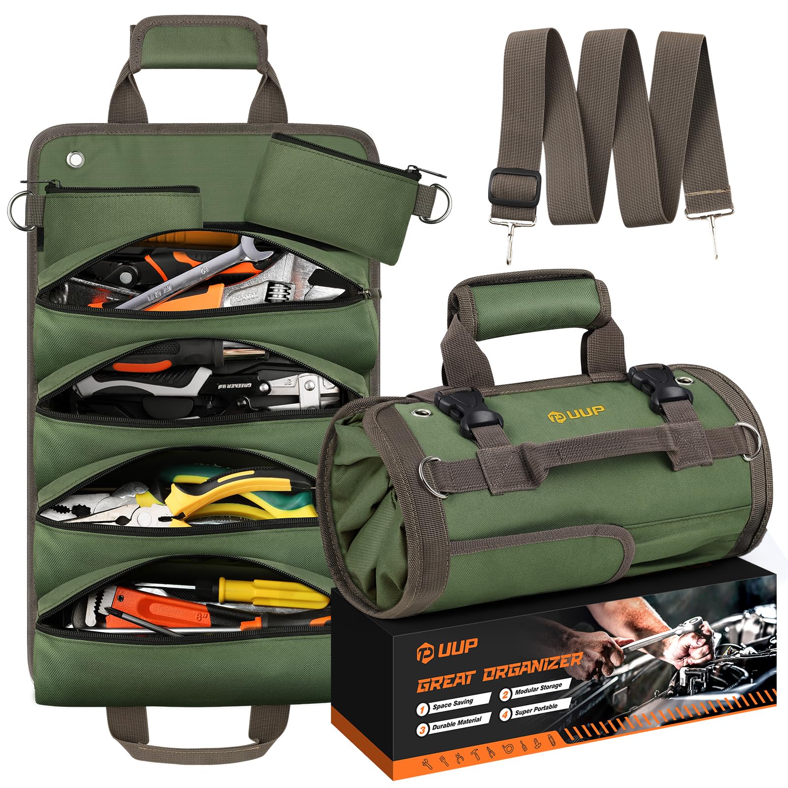 UUP Tool Bag Roll-Up with sturdy Oxford fabric for durability.