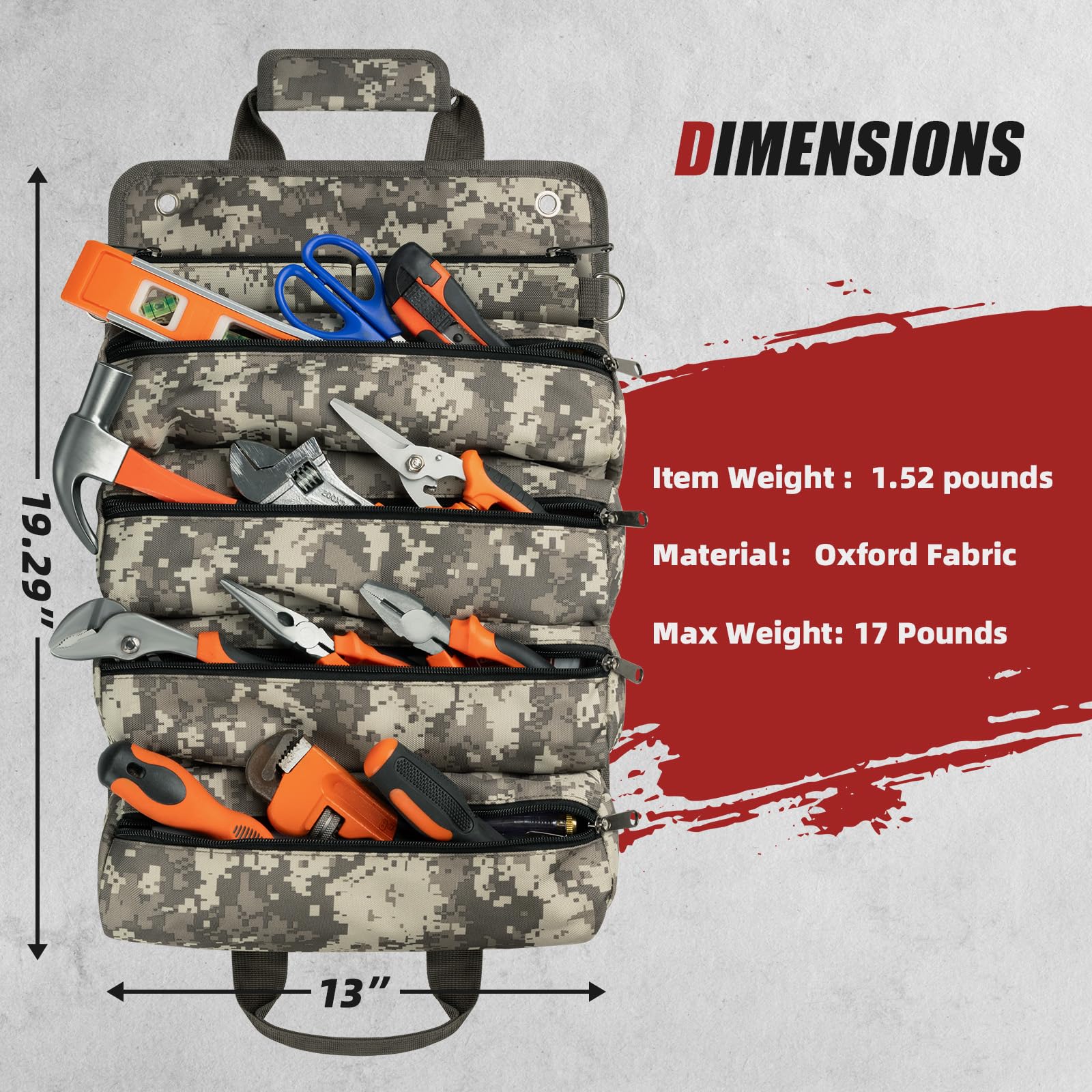 UUP Tool Roll Up open pockets showing organized compartments