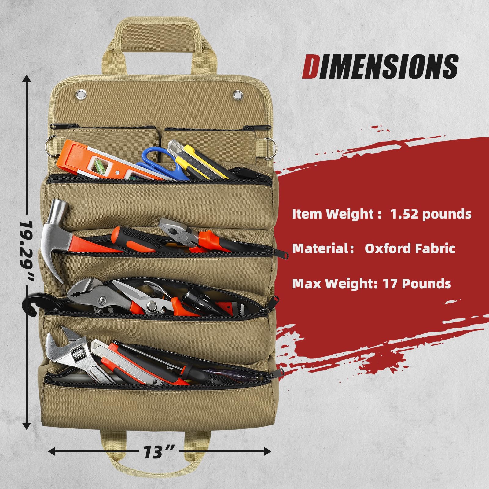 UUP Tool Bag Roll Up compartments layout highlights separation of tools.