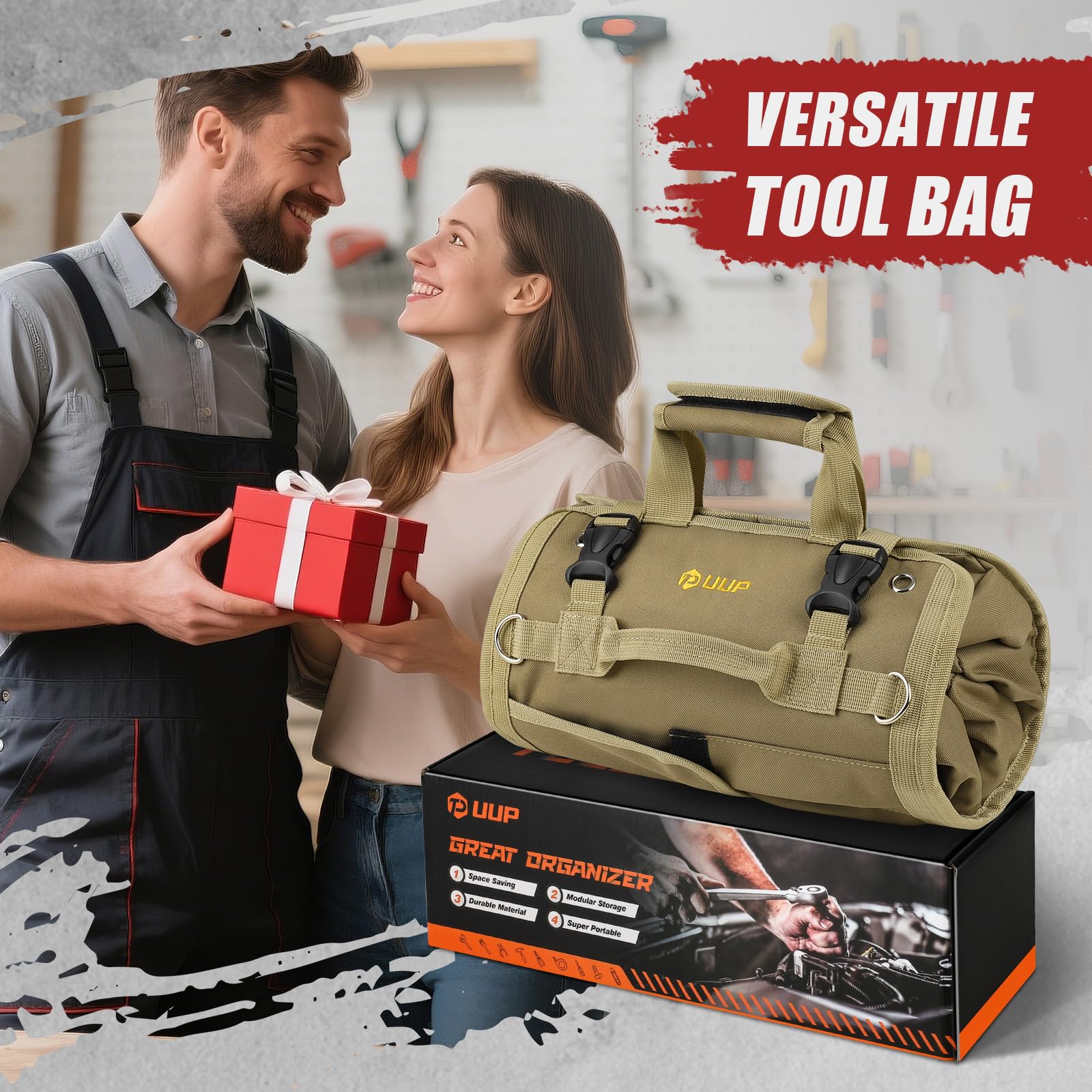 UUP Tool Bag Roll Up adjustable shoulder strap for comfortable carry.