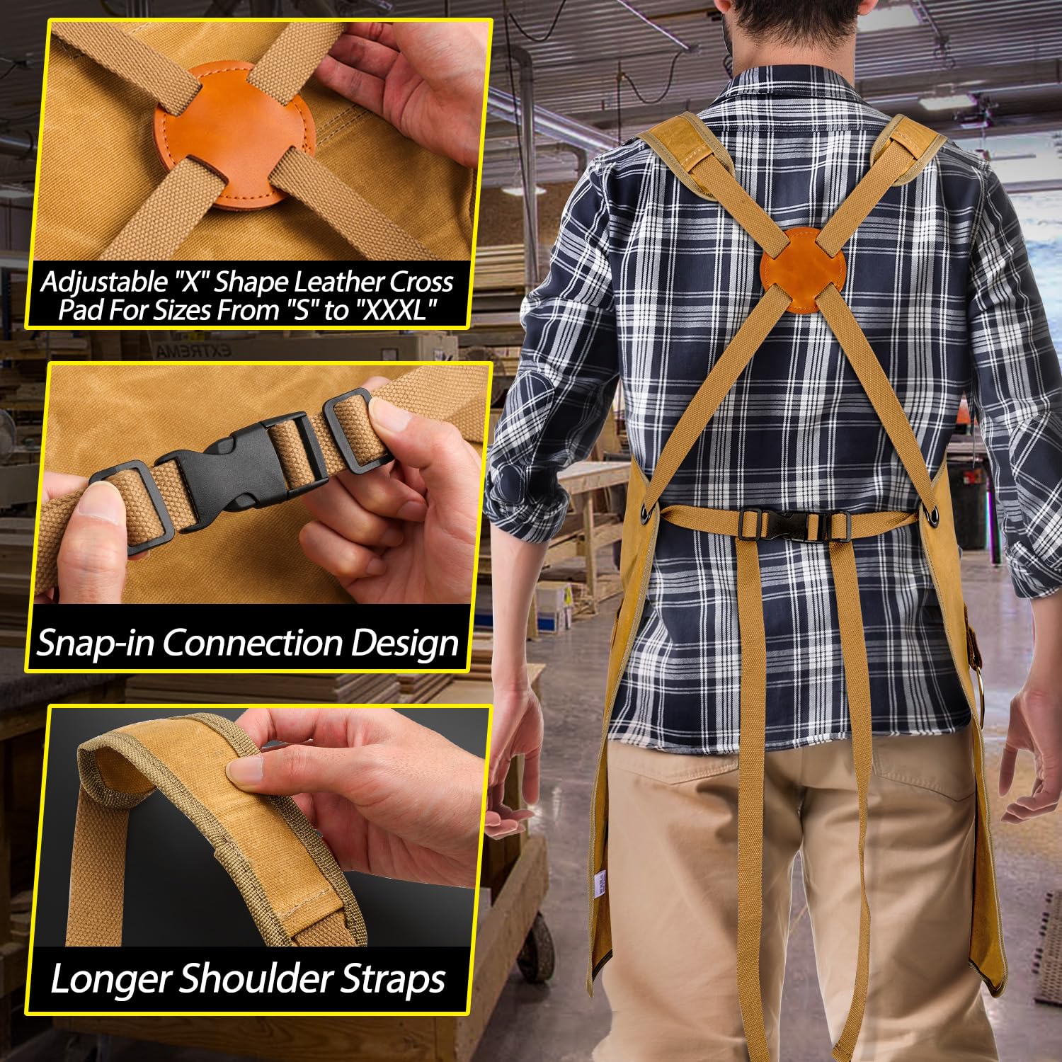 UUP woodworking apron brass grommets reinforce durability in daily workshop use