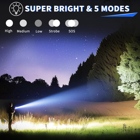 UUYEE LED flashlight with battery indicator for reliable long use