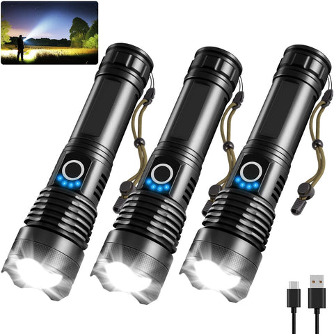 UUYEE 3Pack high lumen flashlight beam lights up large spaces