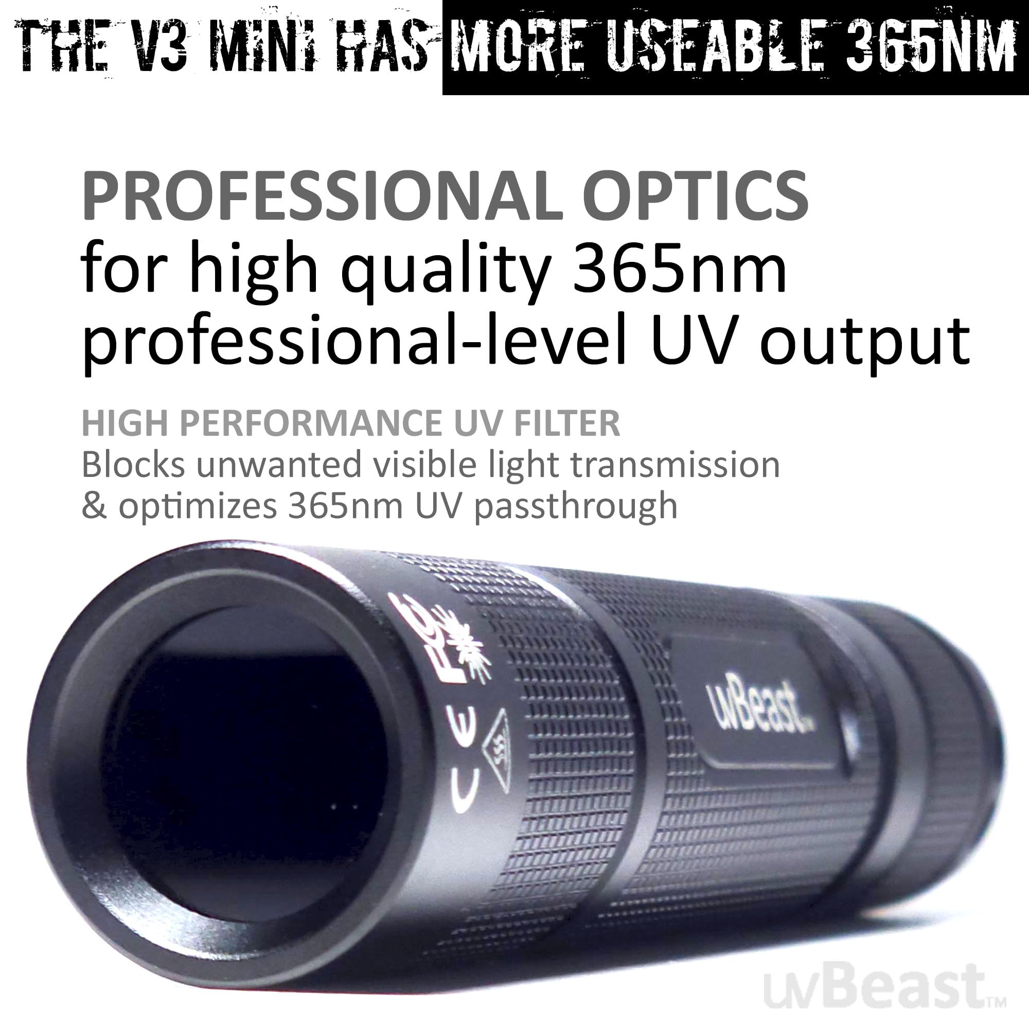 uvBeast New V3 Mini USB charging eliminates charger-hunting and enables quick top-ups.