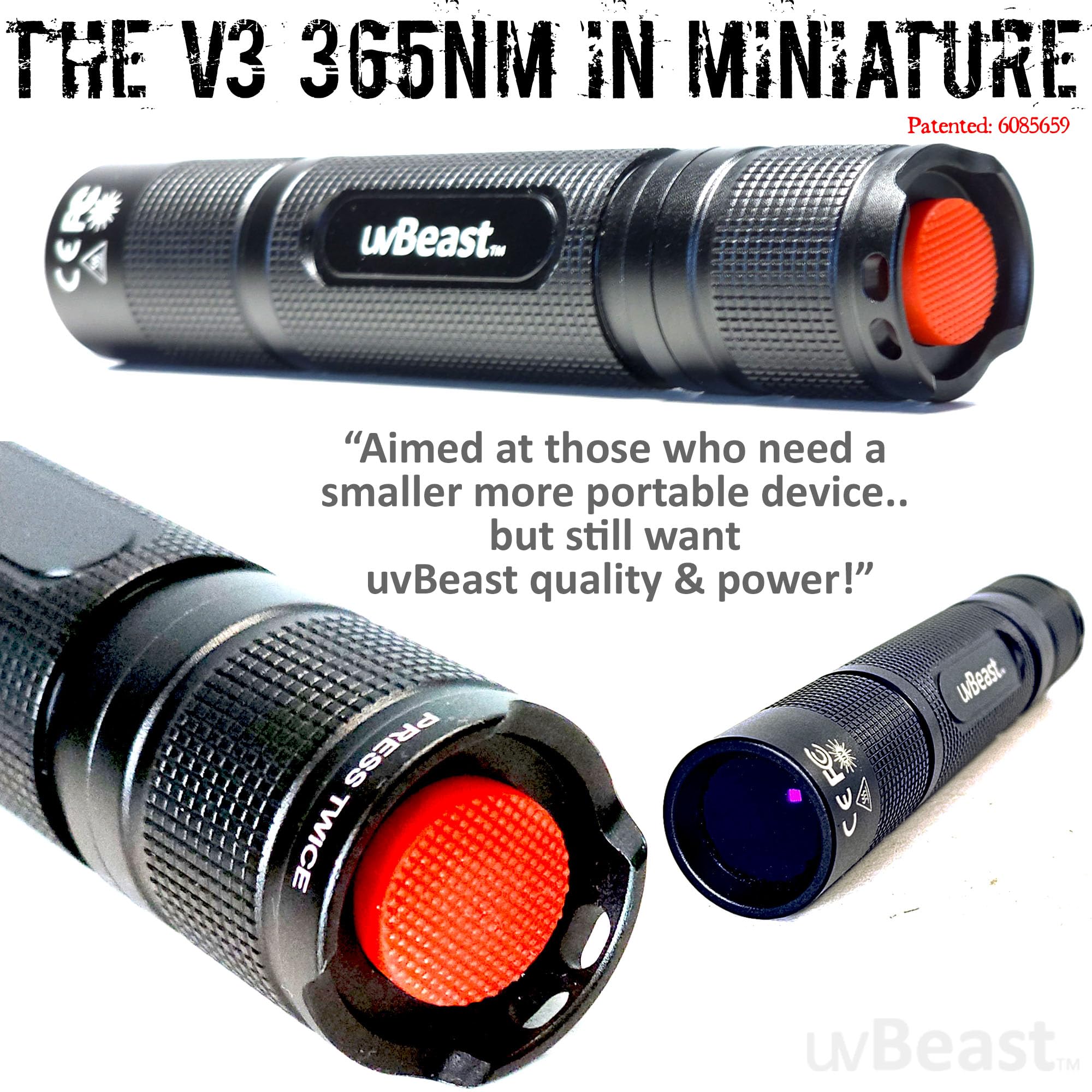 uvBeast New V3 Mini wide-beam 365nm provides broader coverage for inspection tasks.