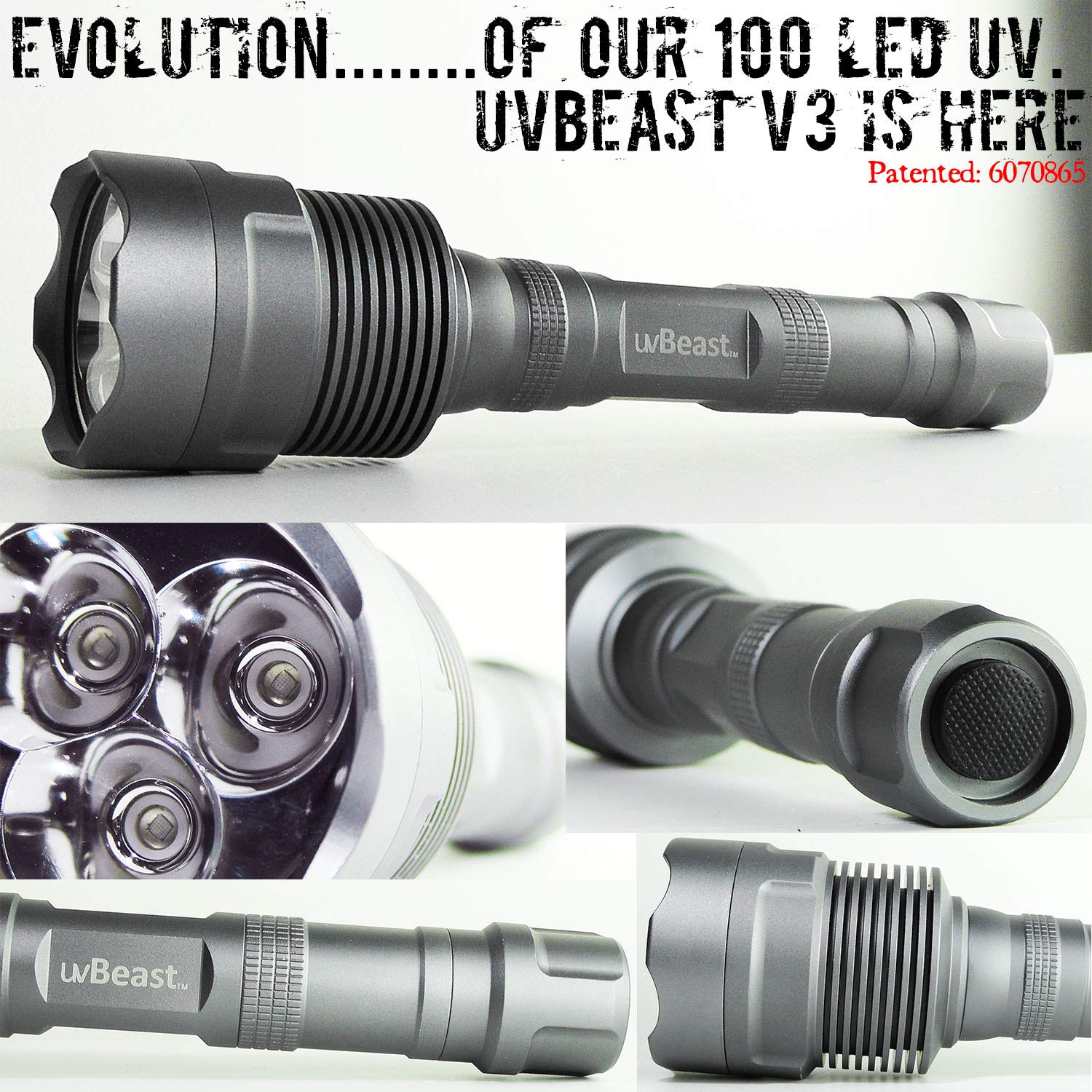 uvBeast V3 LED array close-up highlighting triple UV LEDs for intensity