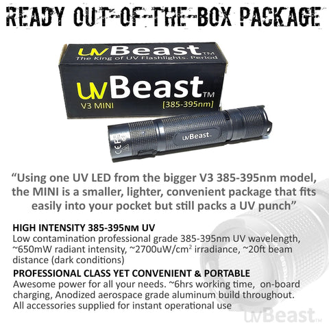 uvBeast V3 Mini refined beam distribution reduces purple spill and improves focus