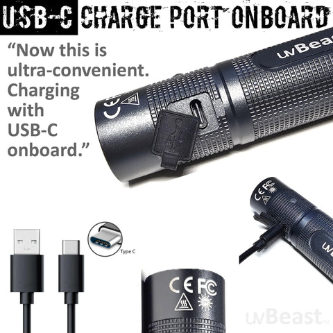 uvBeast V3 Mini USB-C charging allows quick recharges anywhere with a single cable