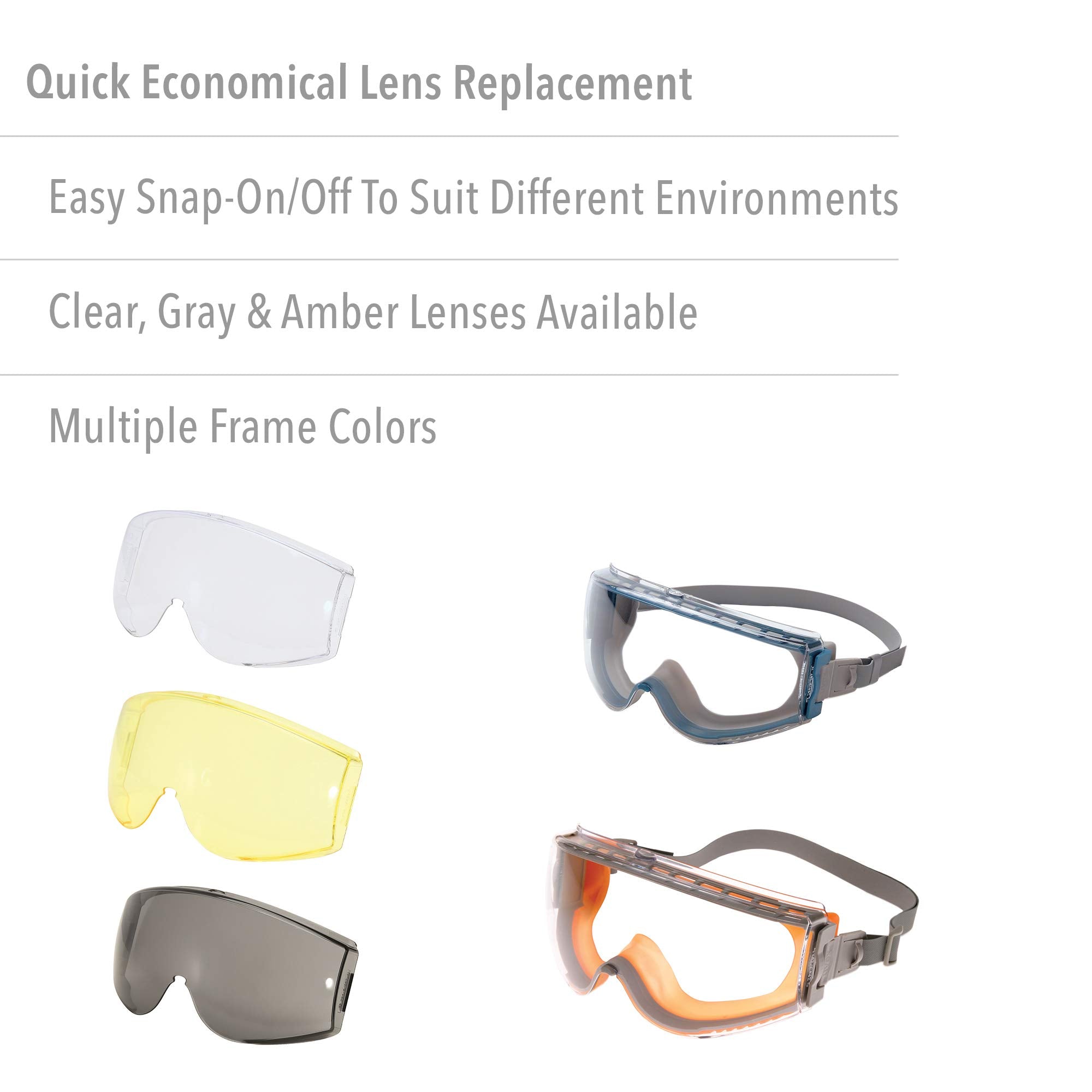 Low-profile design of Uvex Stealth reduces bulk and fits under shields.