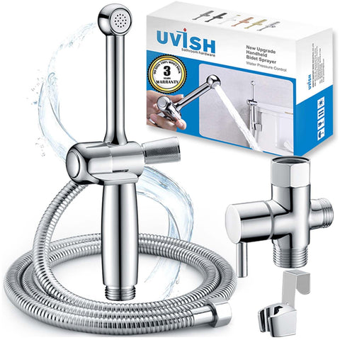 Uvish handheld bidet sprayer with chrome handle for precise, comfortable cleansing
