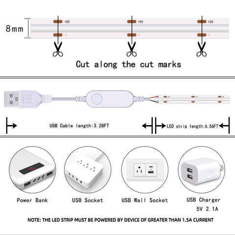 UVTaoYuan LED COB strip lights suitable for kids room mood lighting