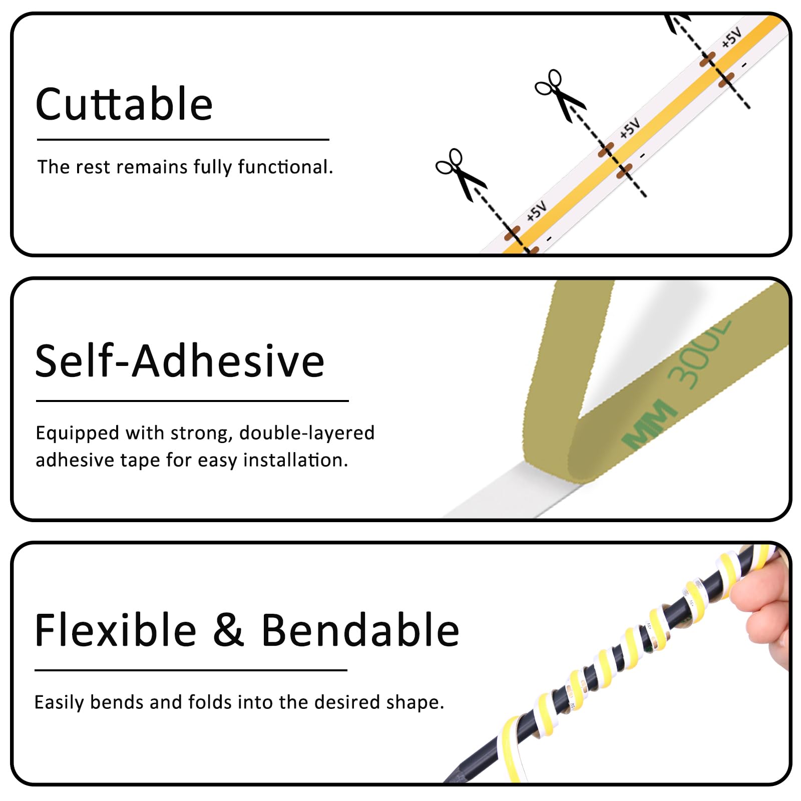 UVTaoYuan LED COB strip lights ideal TV backlight to enhance viewing mood