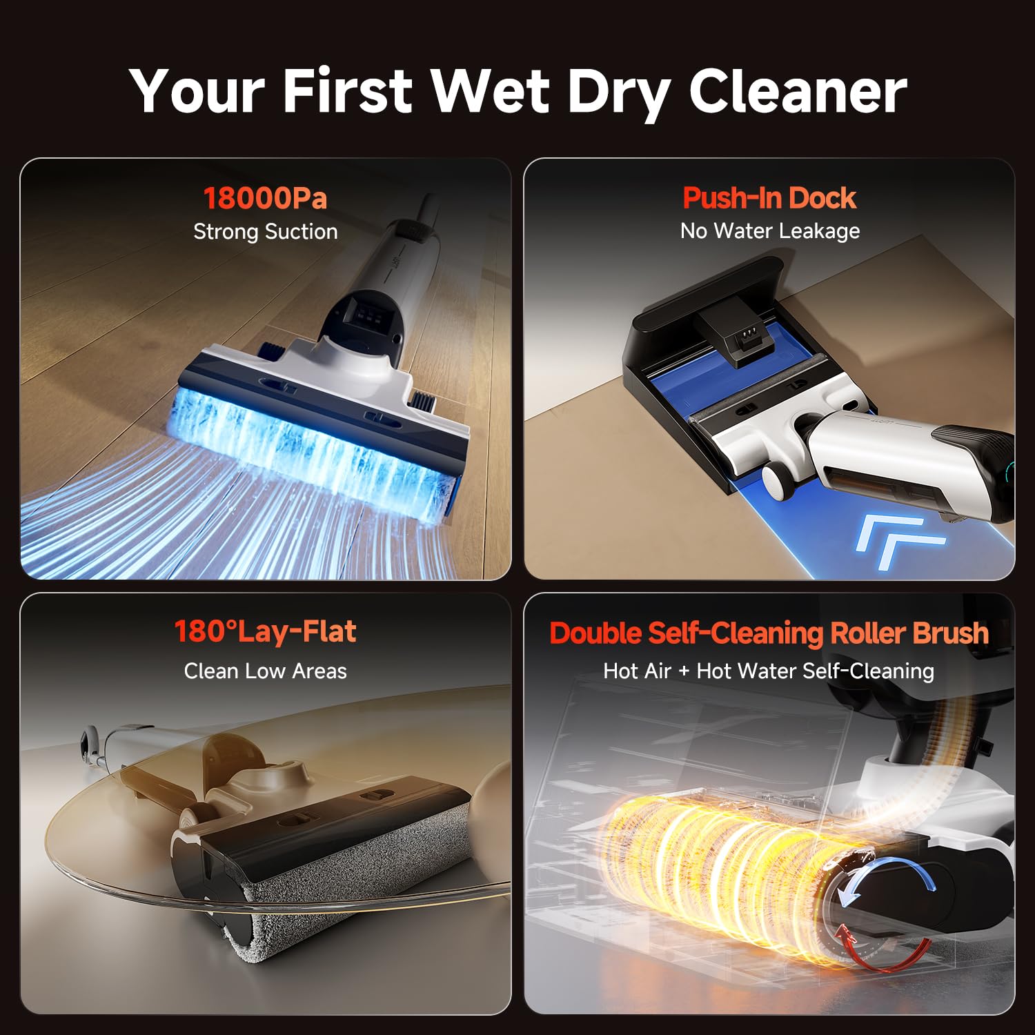Uwant D100 180-degree lay-flat design reaches under furniture.