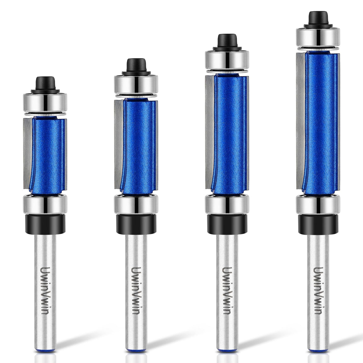 UwinVwin flush trim bit top-bottom bearings for precise one-half inch edge cuts