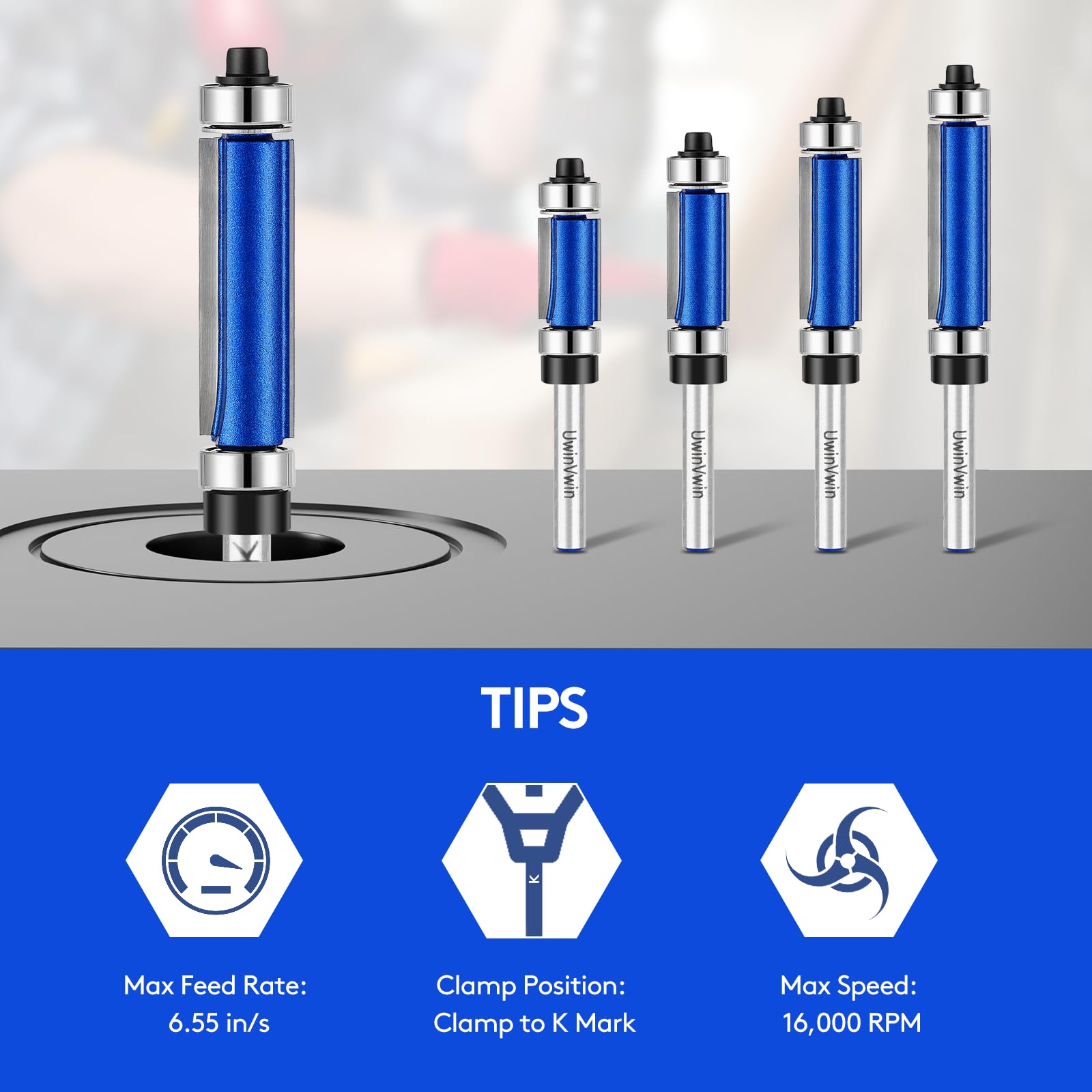 UwinVwin edge-trimming bit ideal for veneer, laminate, and shelf edges