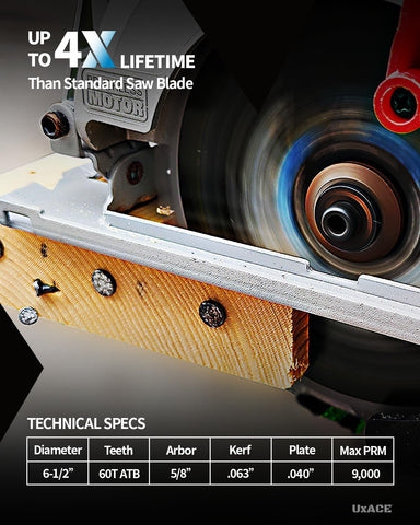 UXACE laser-cut thin kerf close-up for fast, straight cuts with less waste