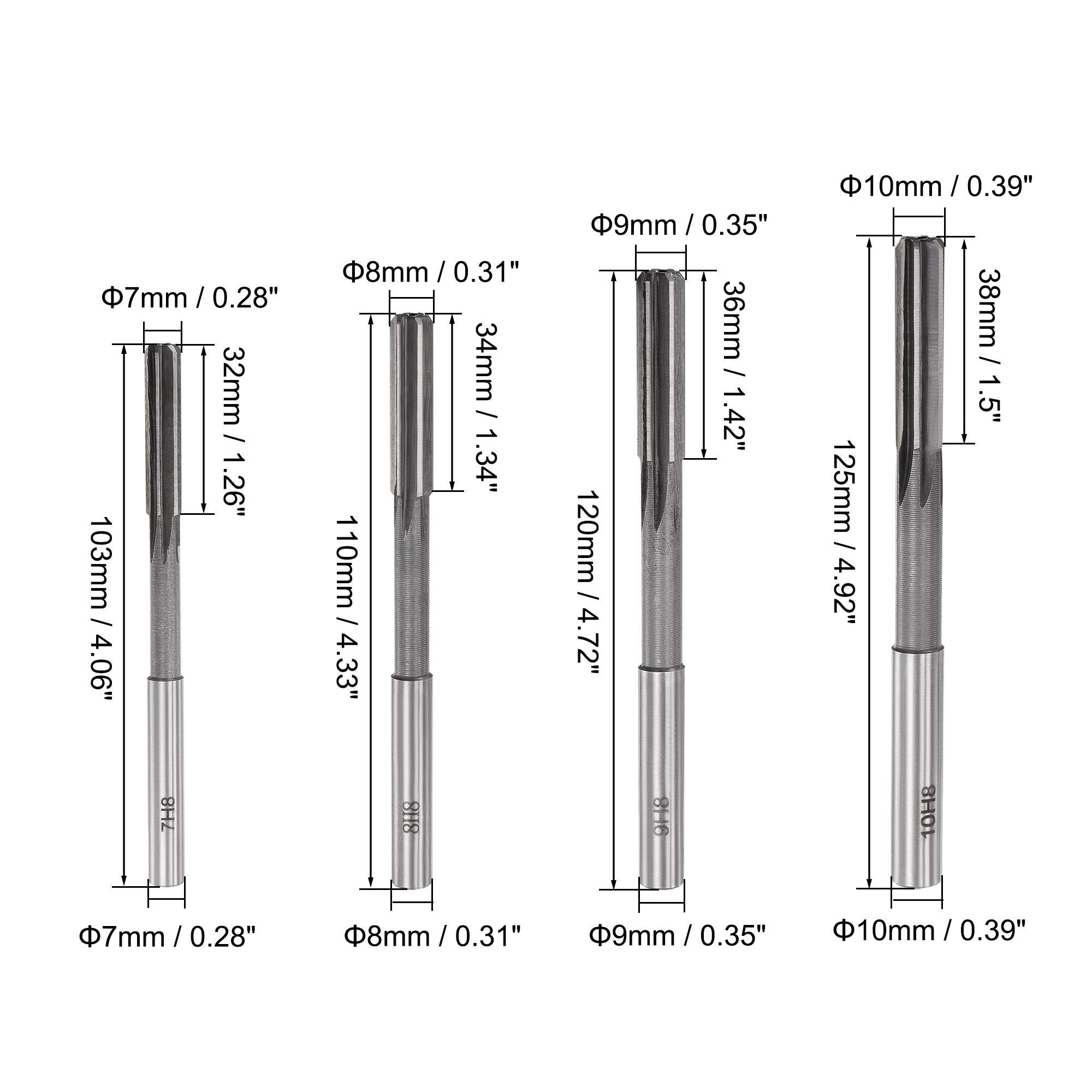 uxcell chucking reamer set 4mm: straight flute aids chip evacuation.