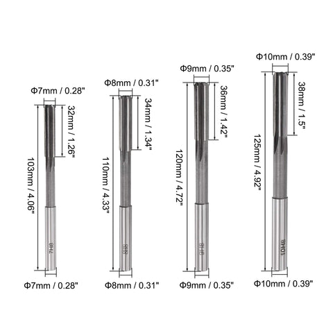 uxcell chucking reamer set 4mm: straight flute aids chip evacuation.