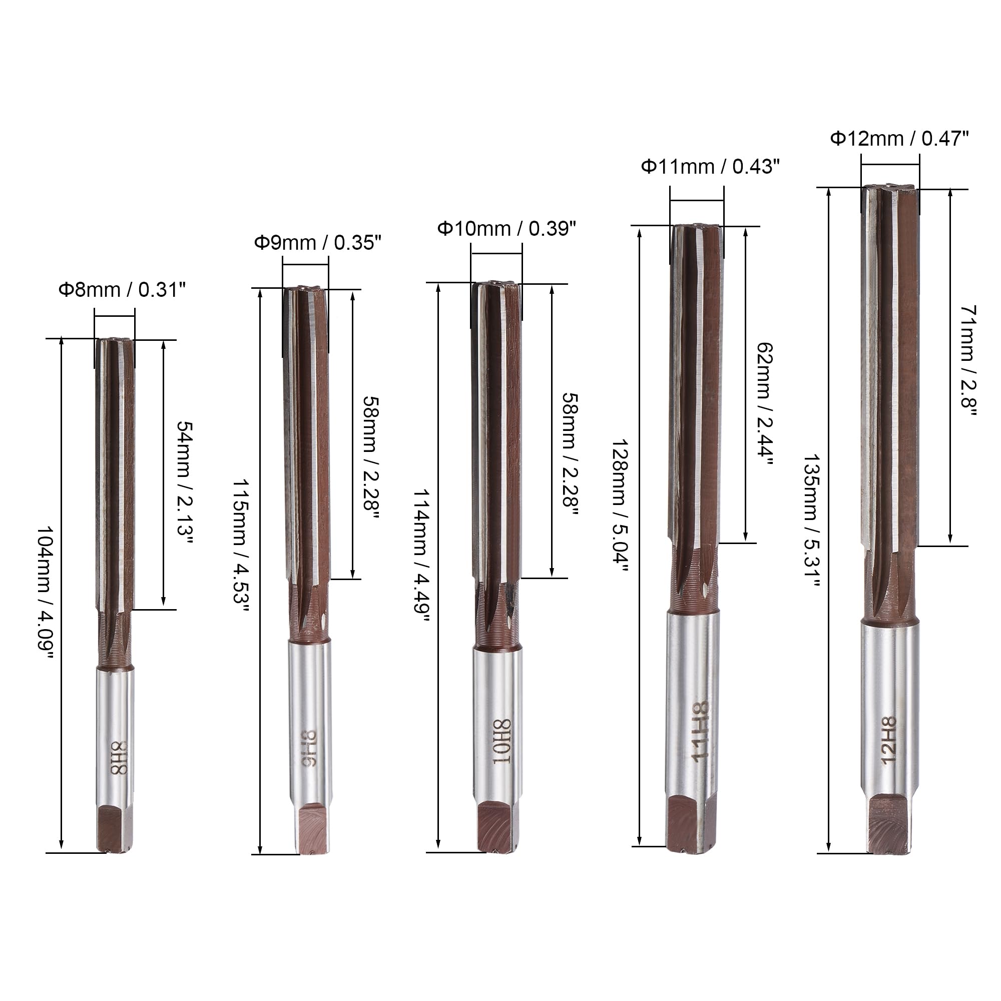 uxcell hand reamer 5mm close-up, smooth finish for copper and plastic holes.