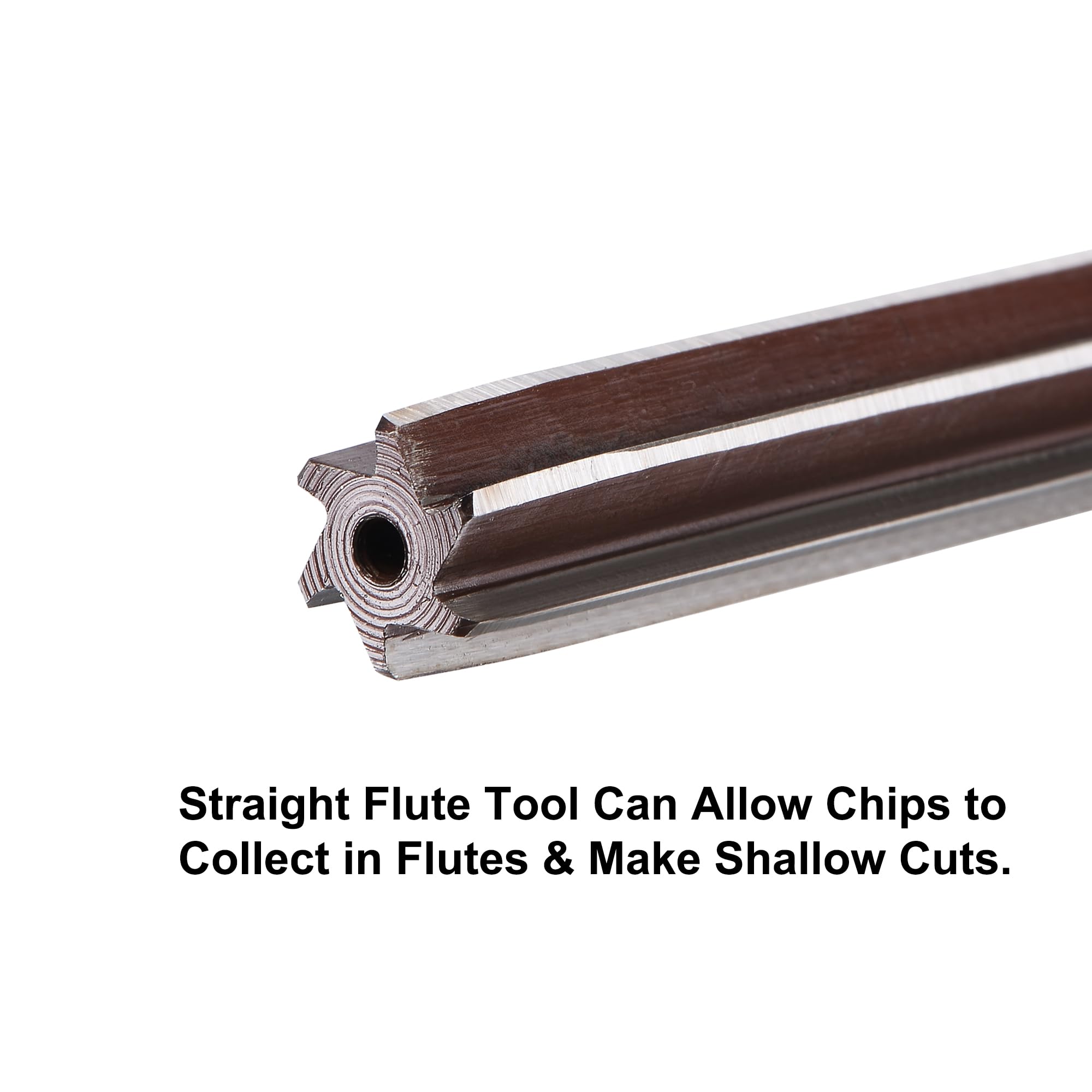 uxcell hand reamer 6mm close-up, straight flute design for shallow cuts.
