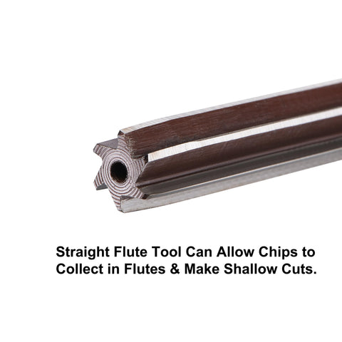 uxcell hand reamer 6mm close-up, straight flute design for shallow cuts.