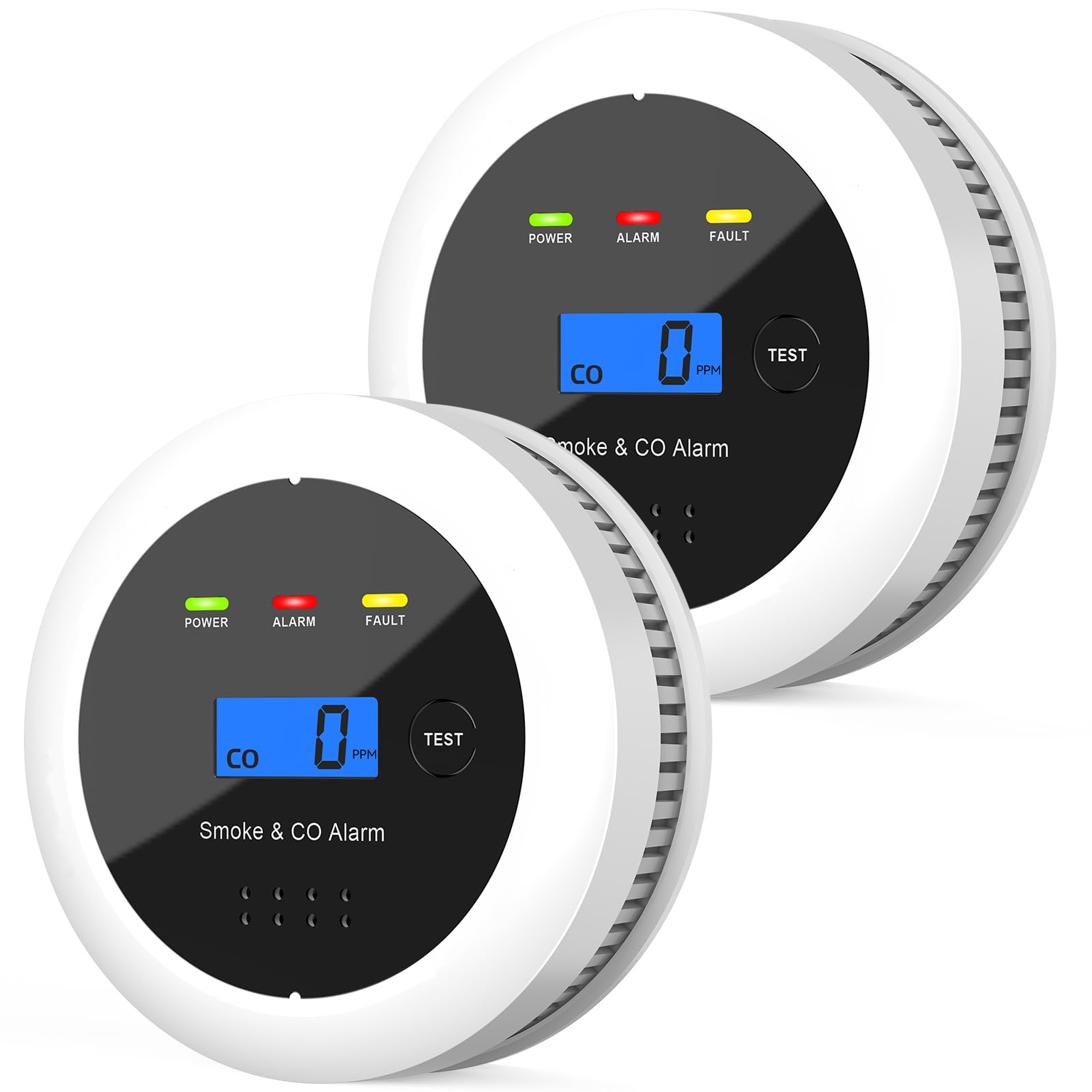 UxmCruxial 2-in-1 smoke and CO detector with LCD display for clear readings.