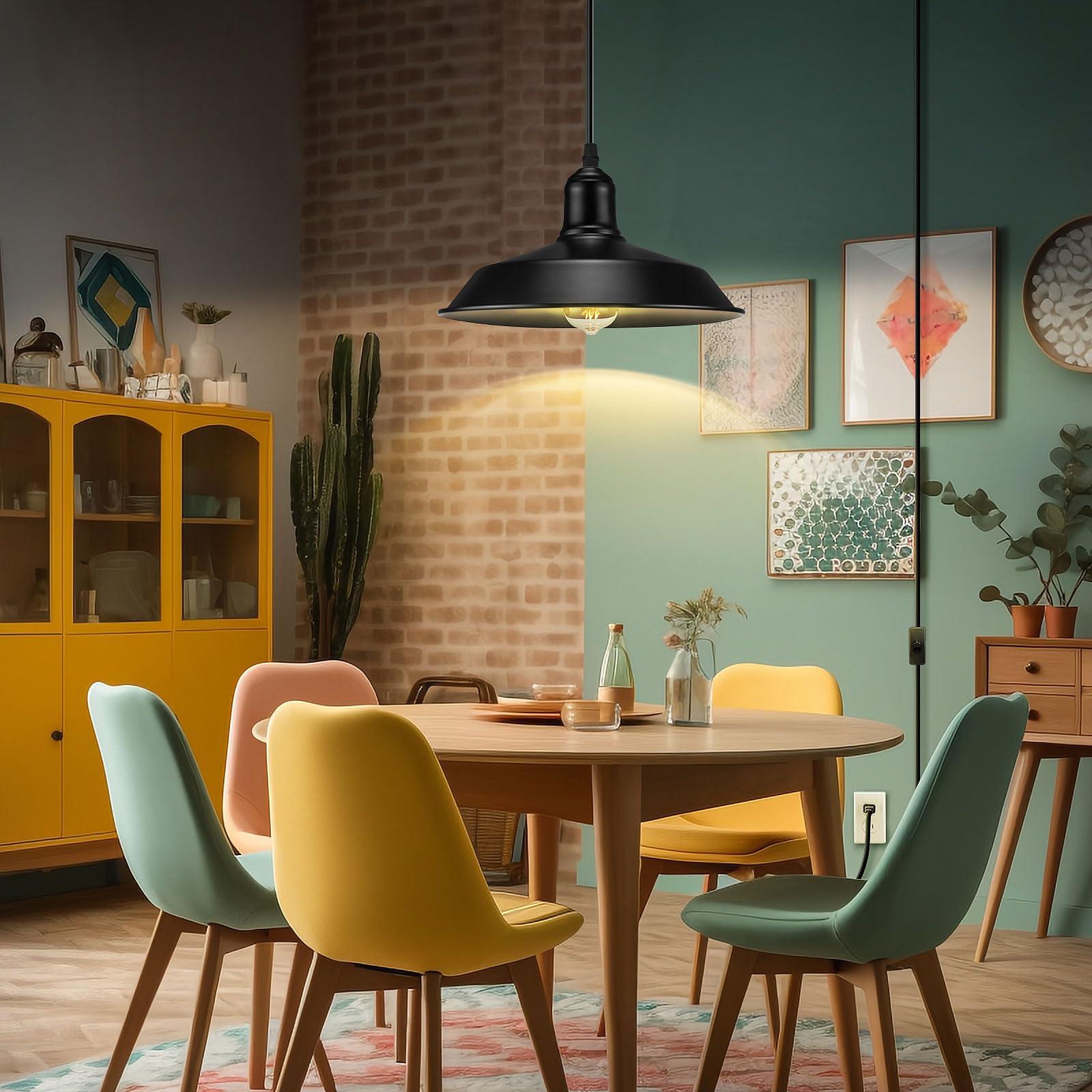 Uxtrodecor industrial metal pendant shade adds urban character to any space.