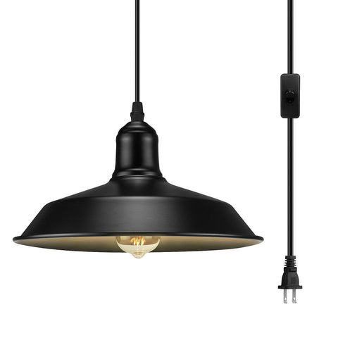 Uxtrodecor plug-in pendant light in black enhances dining room ambiance.