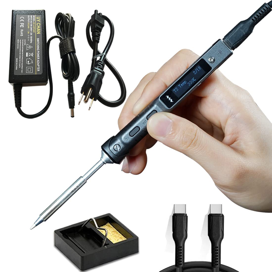 UY CHAN TS101 soldering iron with DC power input for flexible setup