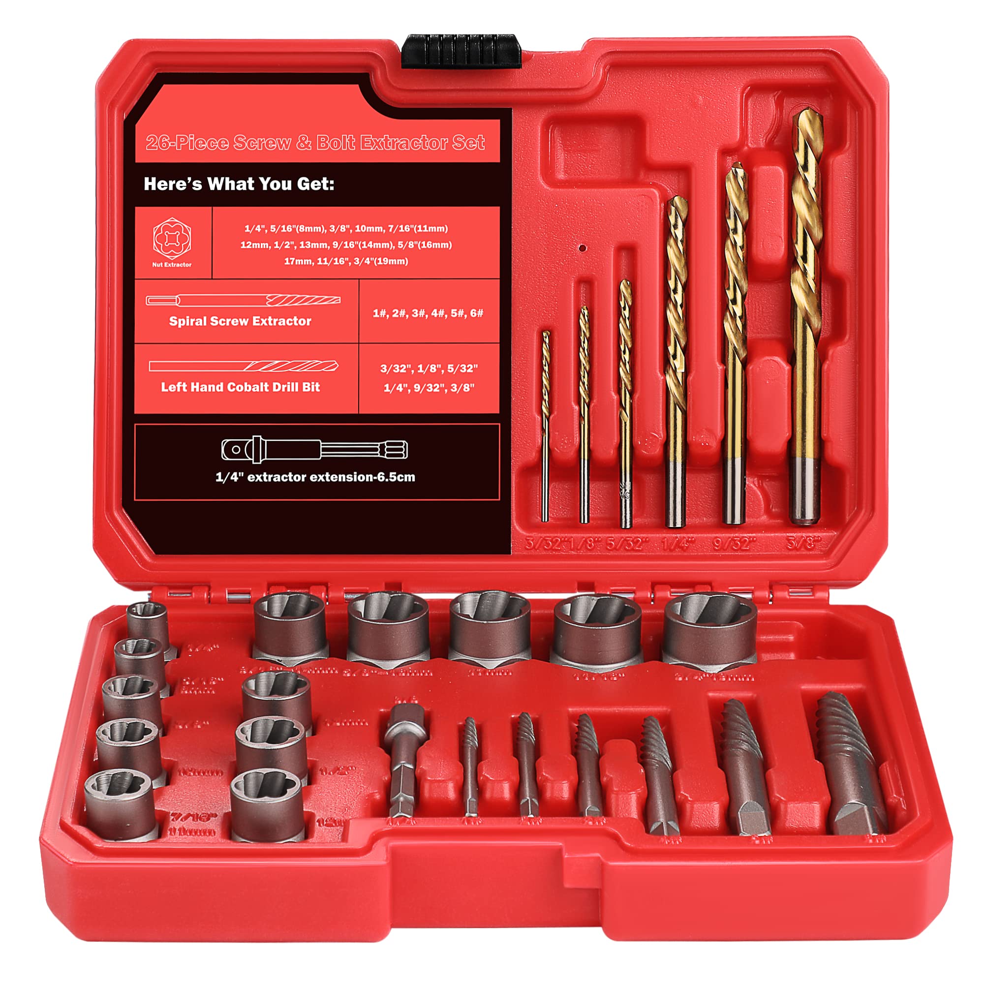 UYECOVE 30-piece spiral extractor set removes stripped bolts with precision