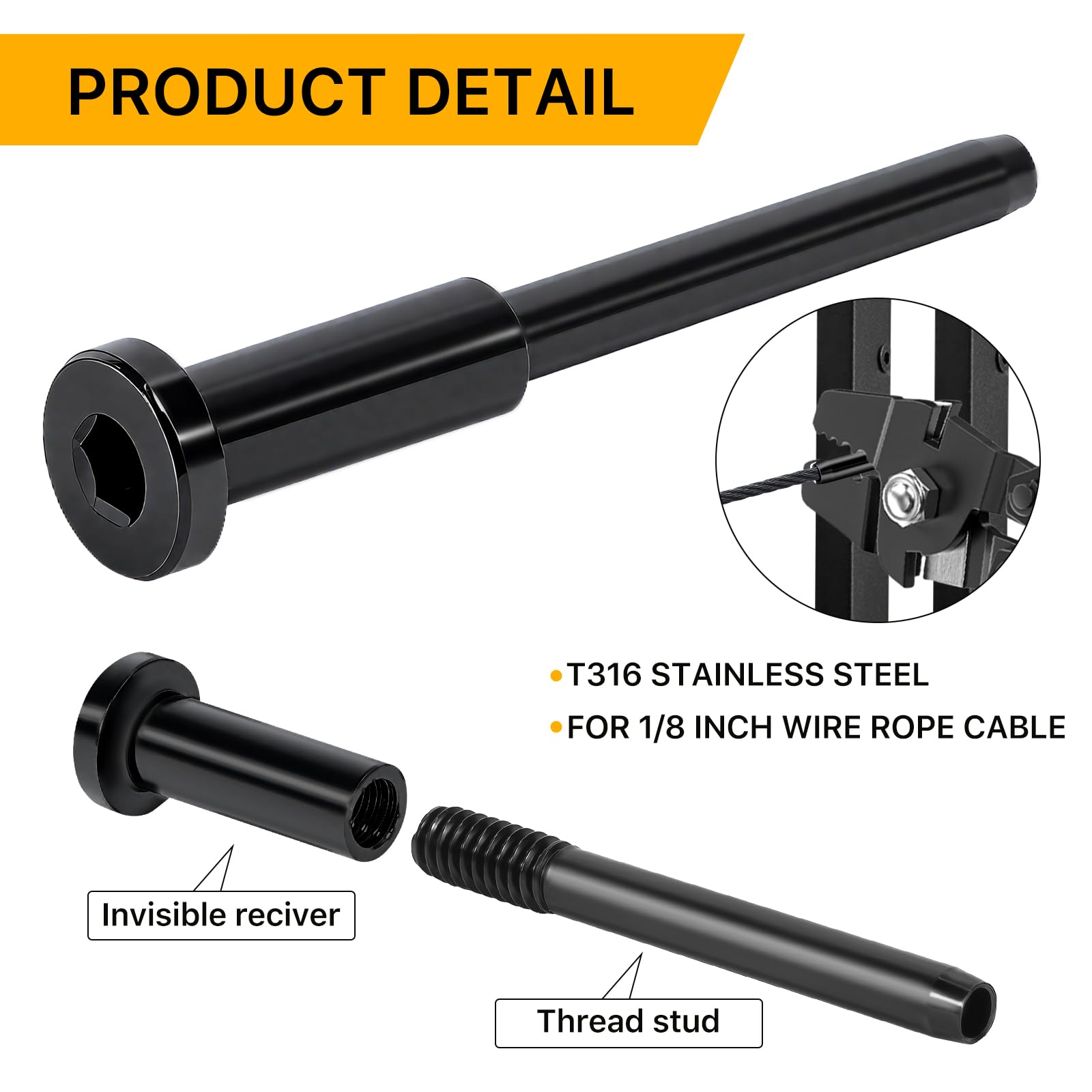 UZE 1/8-in black cable rail kit ready for deck or stairs