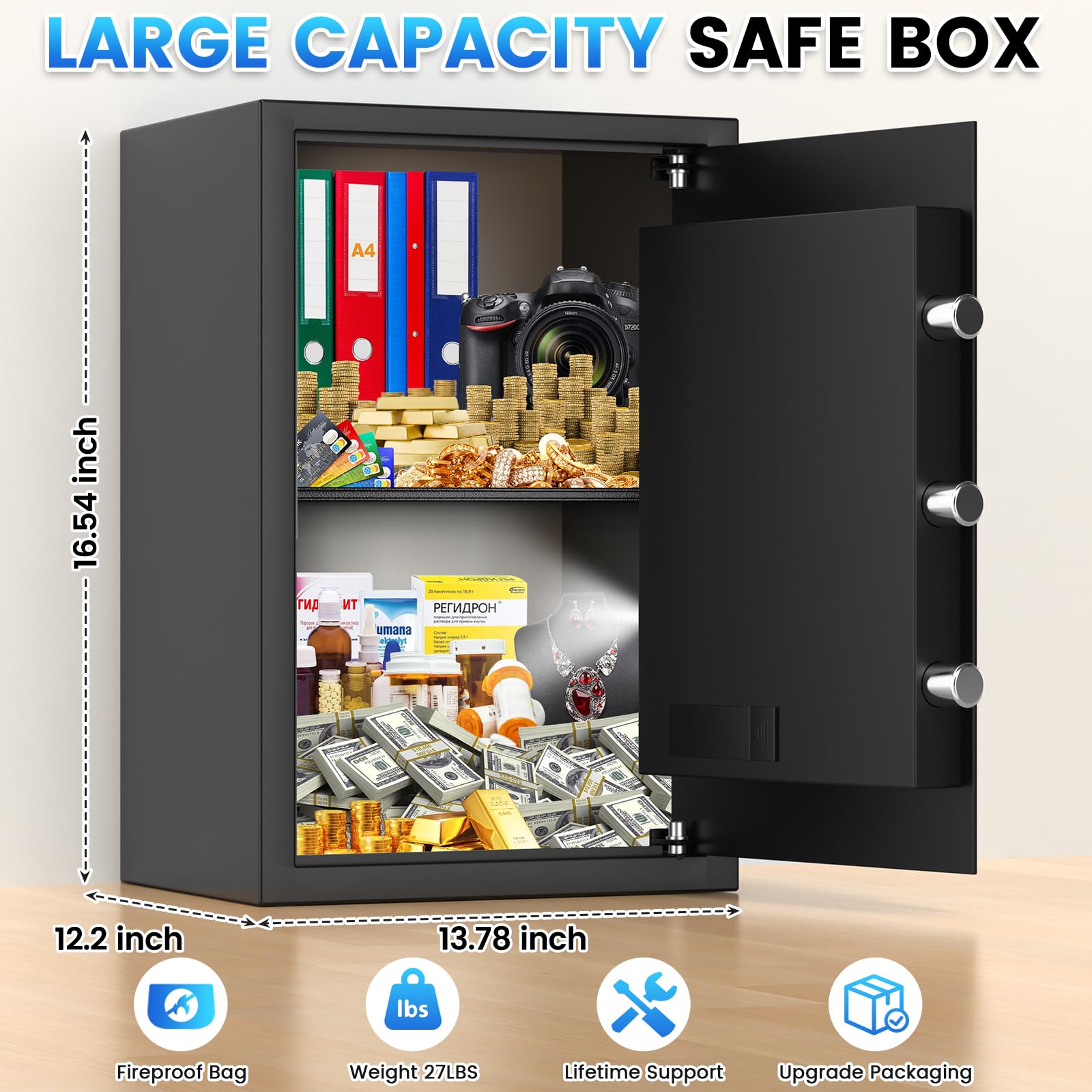 Uzticams safe door detail shows reinforced 40 mm thickness for security