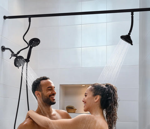 V-Frankness dual shower-head setup with wide coverage for two people