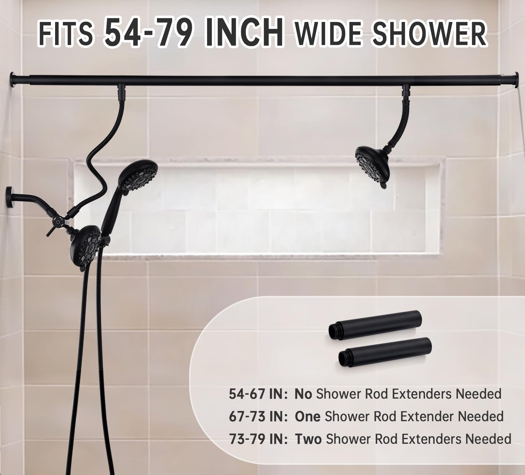 V-Frankness stainless-steel shower rod offers rust-resistant durability