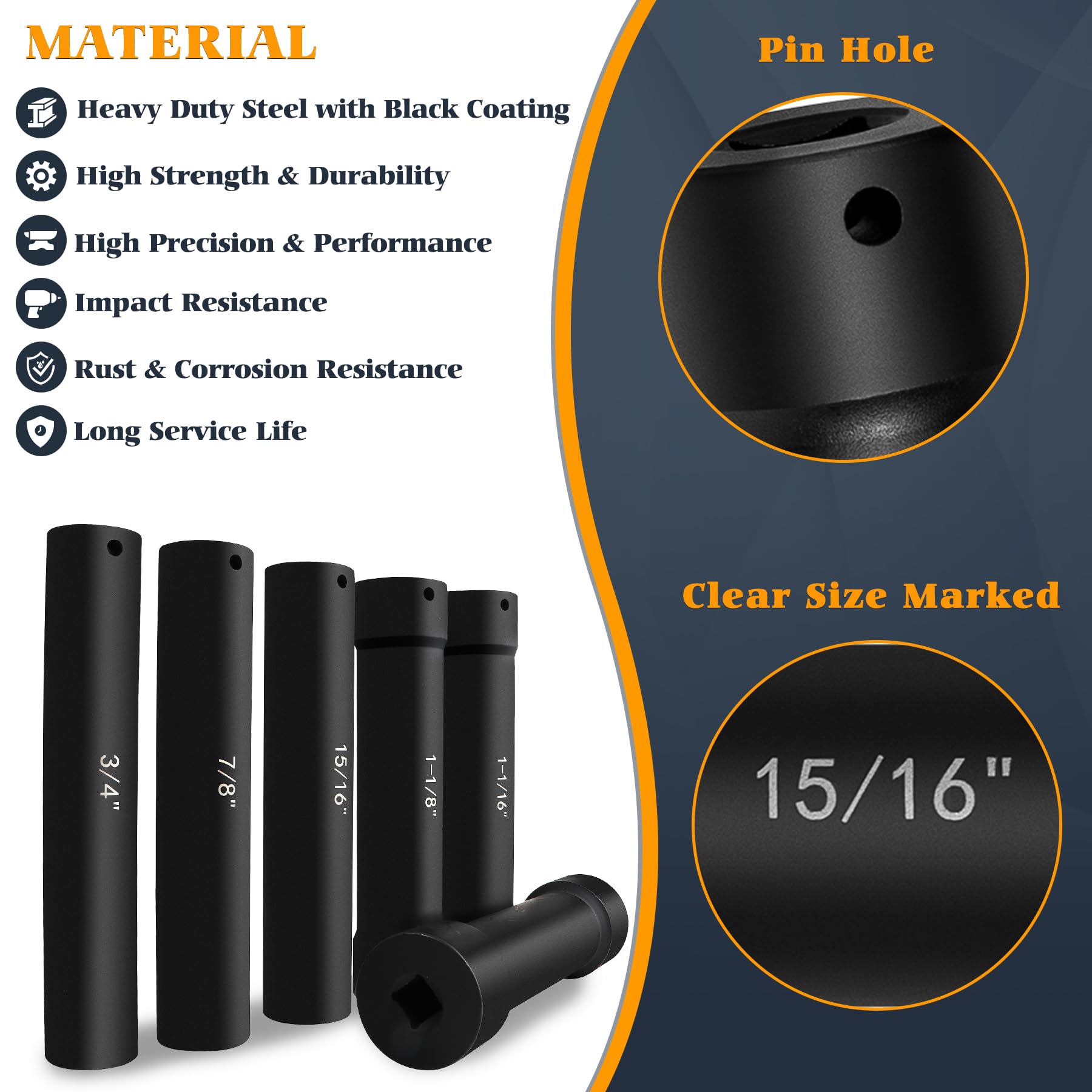 V-SEK extended length 1-1/8 in socket for high torque tasks.