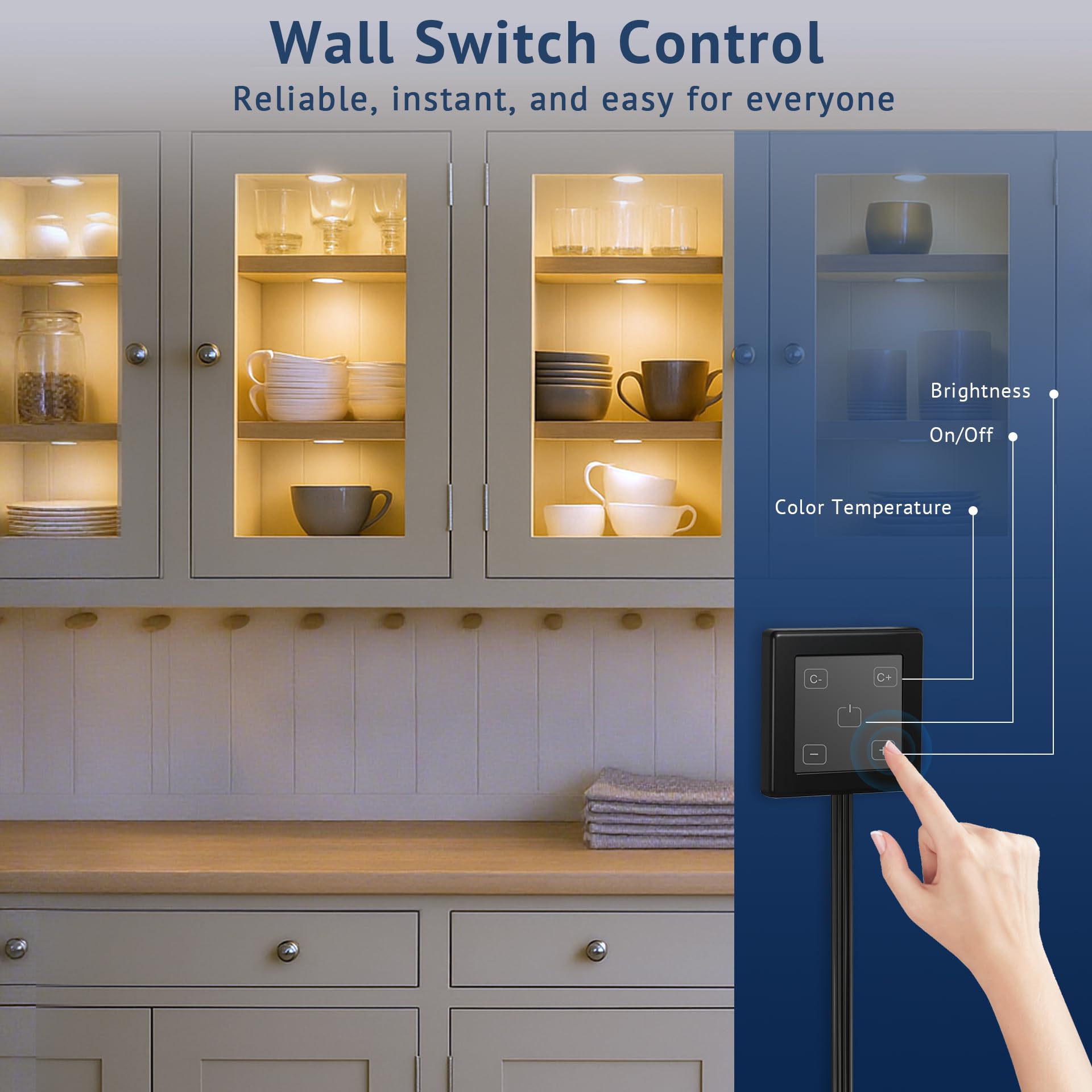 V4light under-cabinet light with adhesive-back installs without tools for quick, clean upgrades.