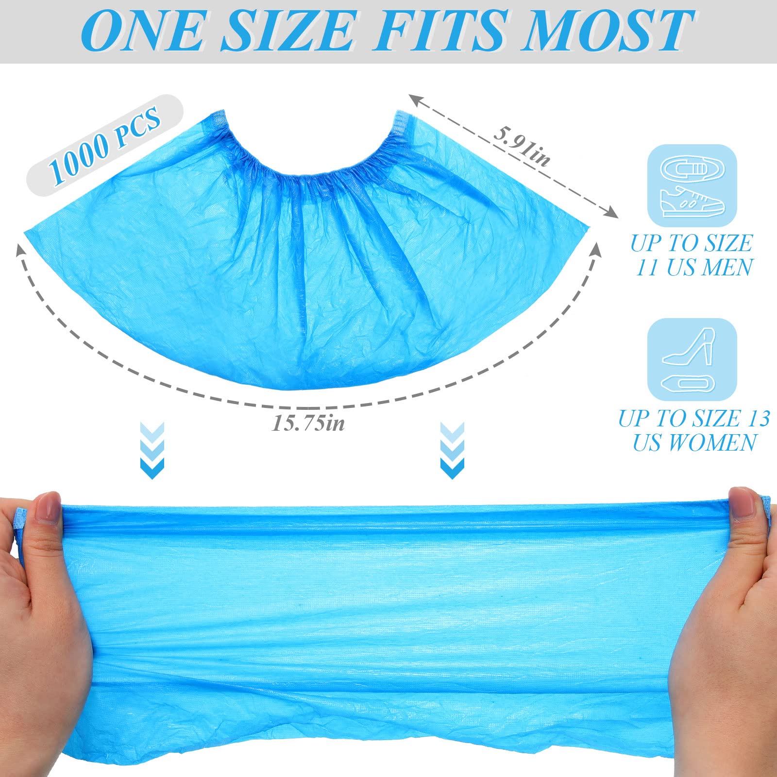 Vabean stretchable shoe covers with elastic belt fit most feet.
