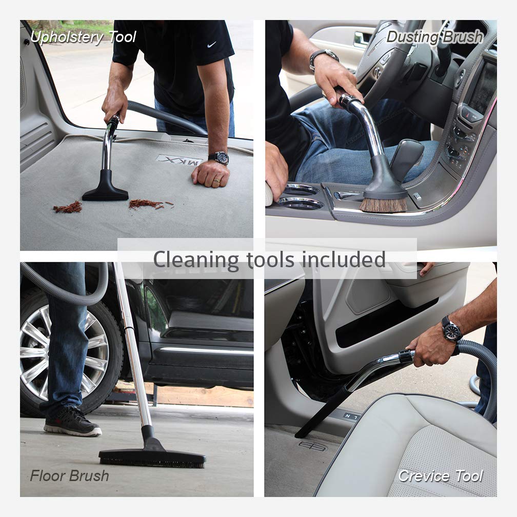 VacuMaid GV50PRO wall hanger and caddy organize hoses and tools.