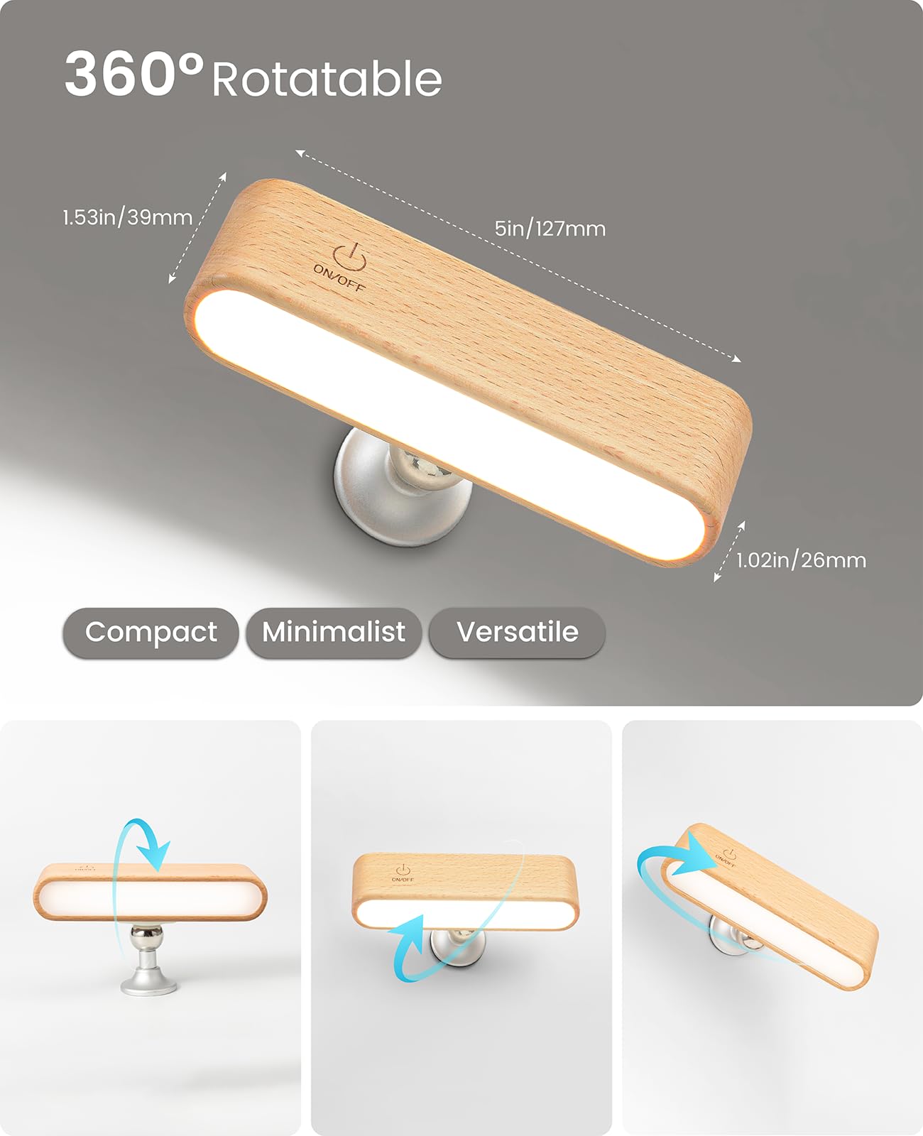 Vadifula rechargeable wall lamp provides cordless bedside convenience.