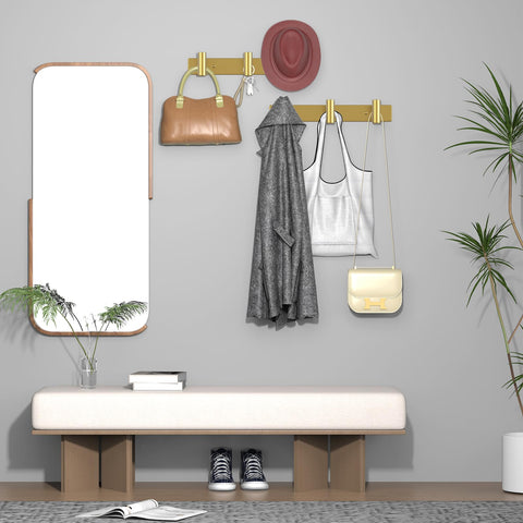 VAEHOLD two-row wall hooks provide extra storage for keys and bags.