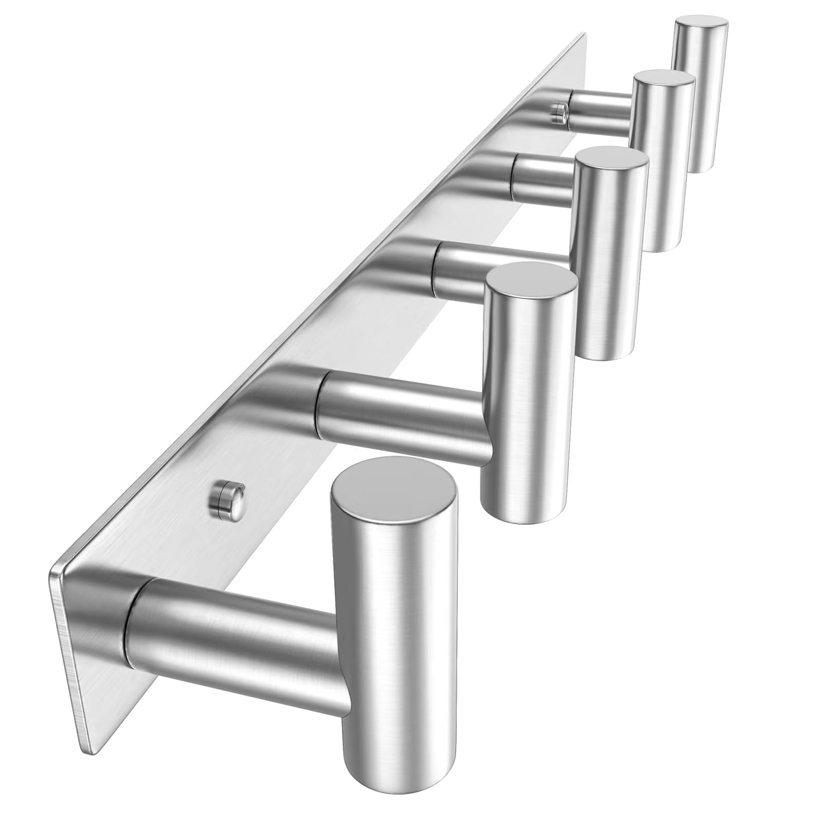 VAEHOLD Silvery wall mount rack with five hooks for towels and bags