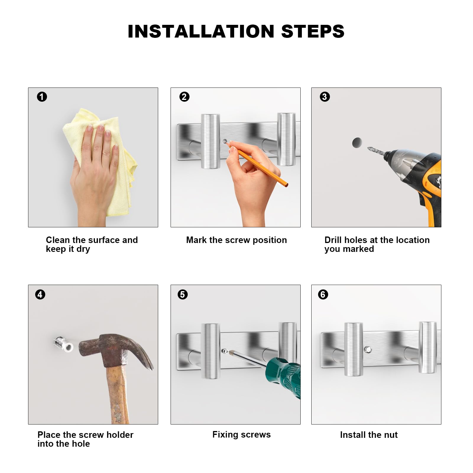 VAEHOLD black finish wall rack with mounting hardware for easy install
