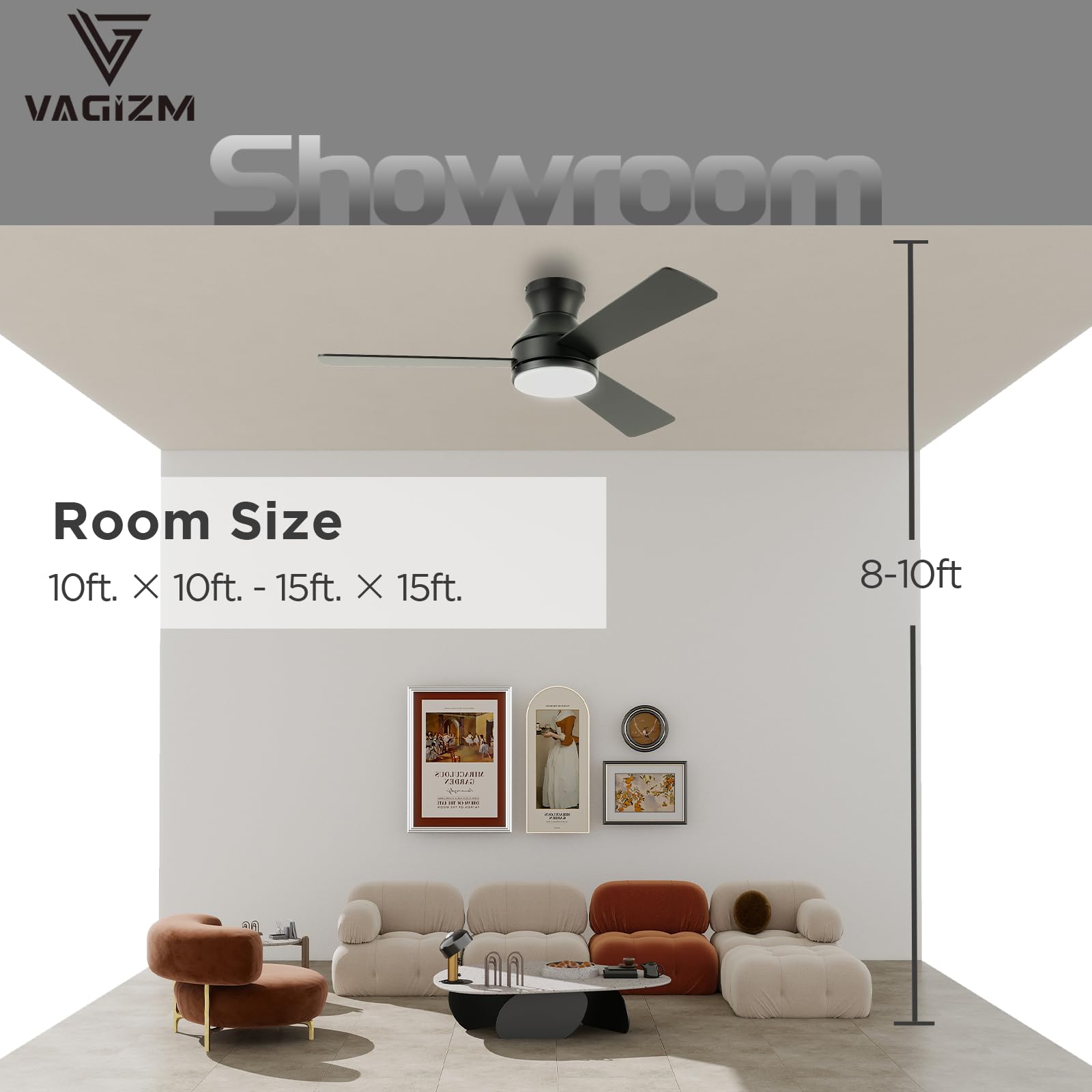 Vagizm low-profile fan with 9-inch clearance ideal for low ceilings