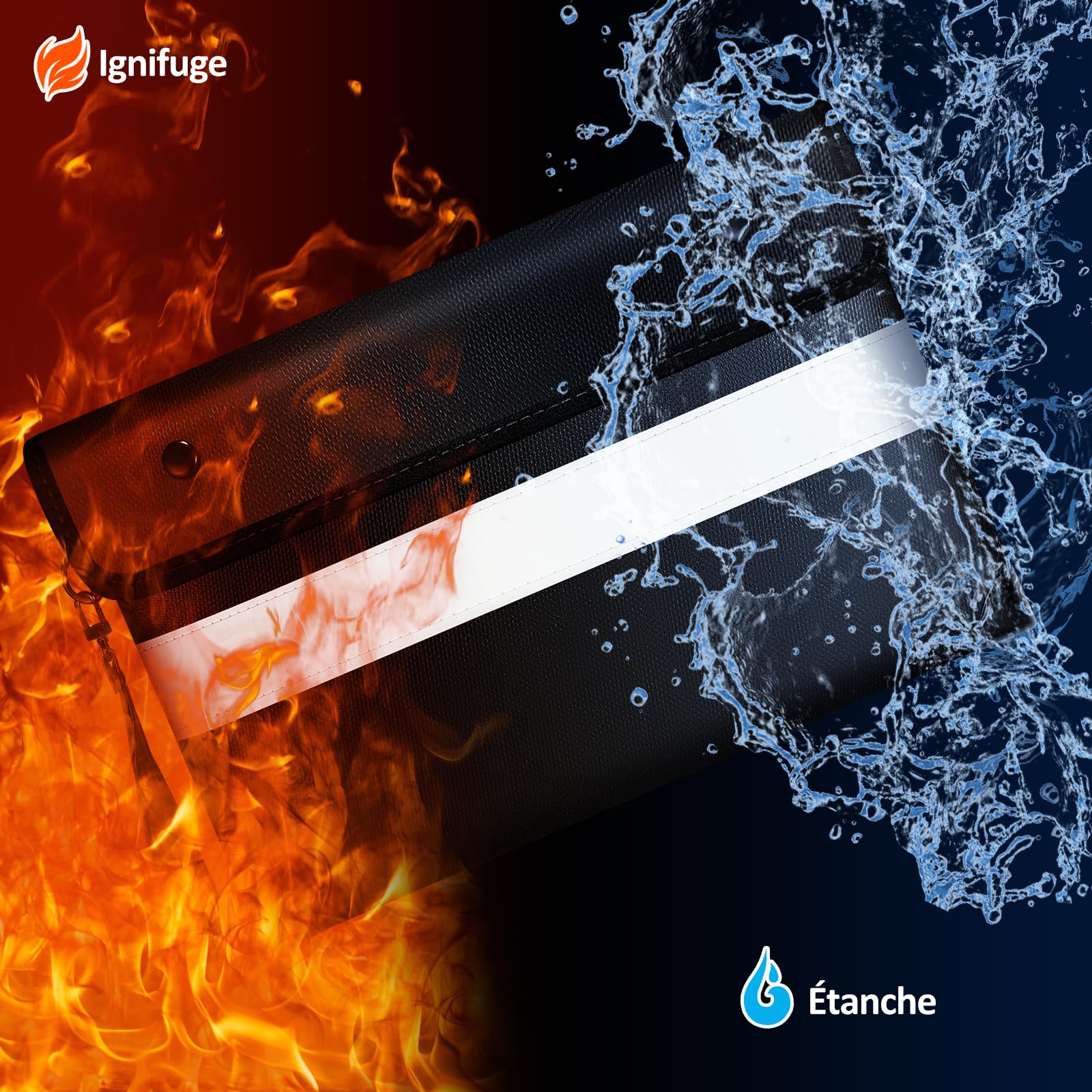 Vailoin fireproof bag closed-buckle showing secure closure and water resistance.