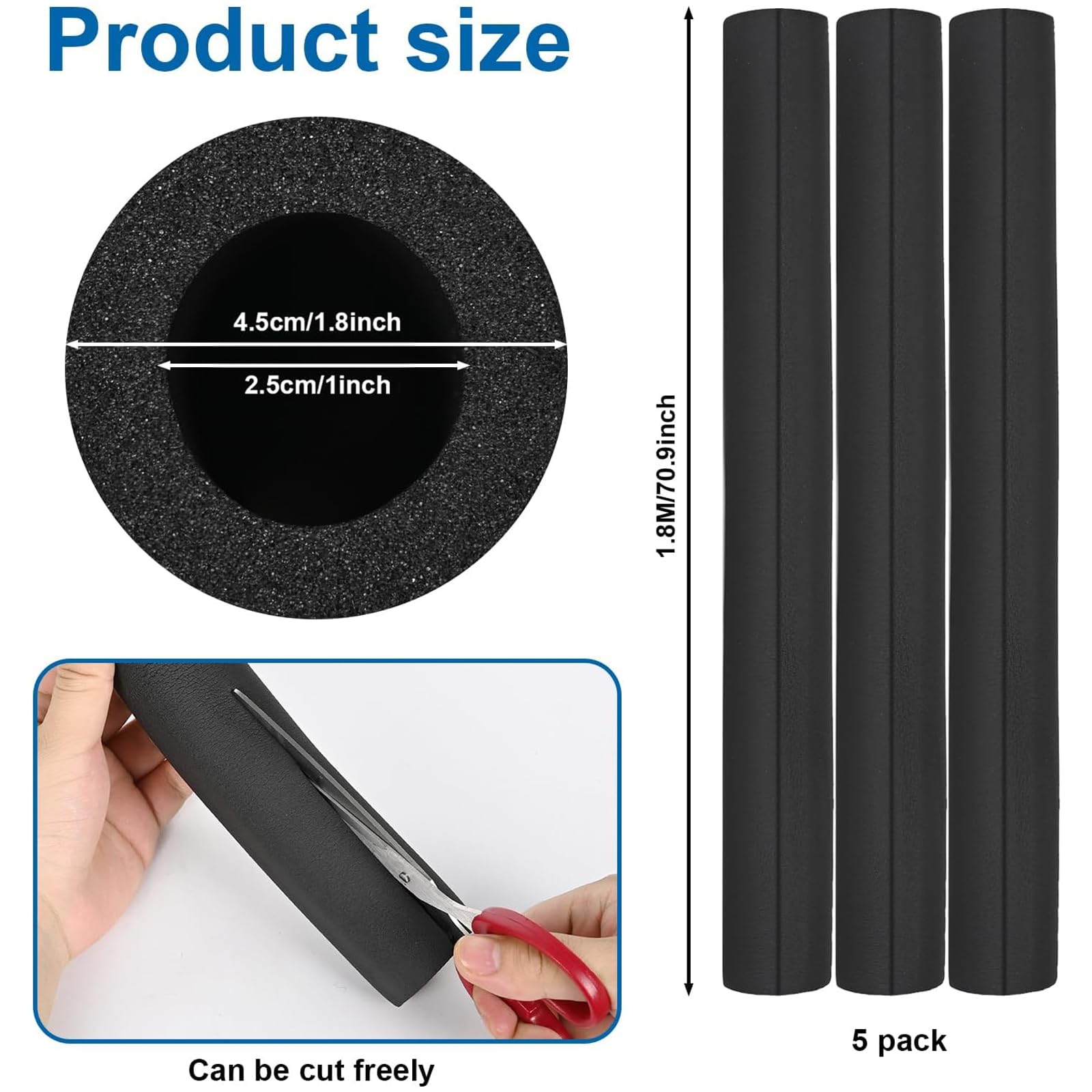 VAIPI 6ft foam pipe wrap demonstrates easy installation on curved sections.