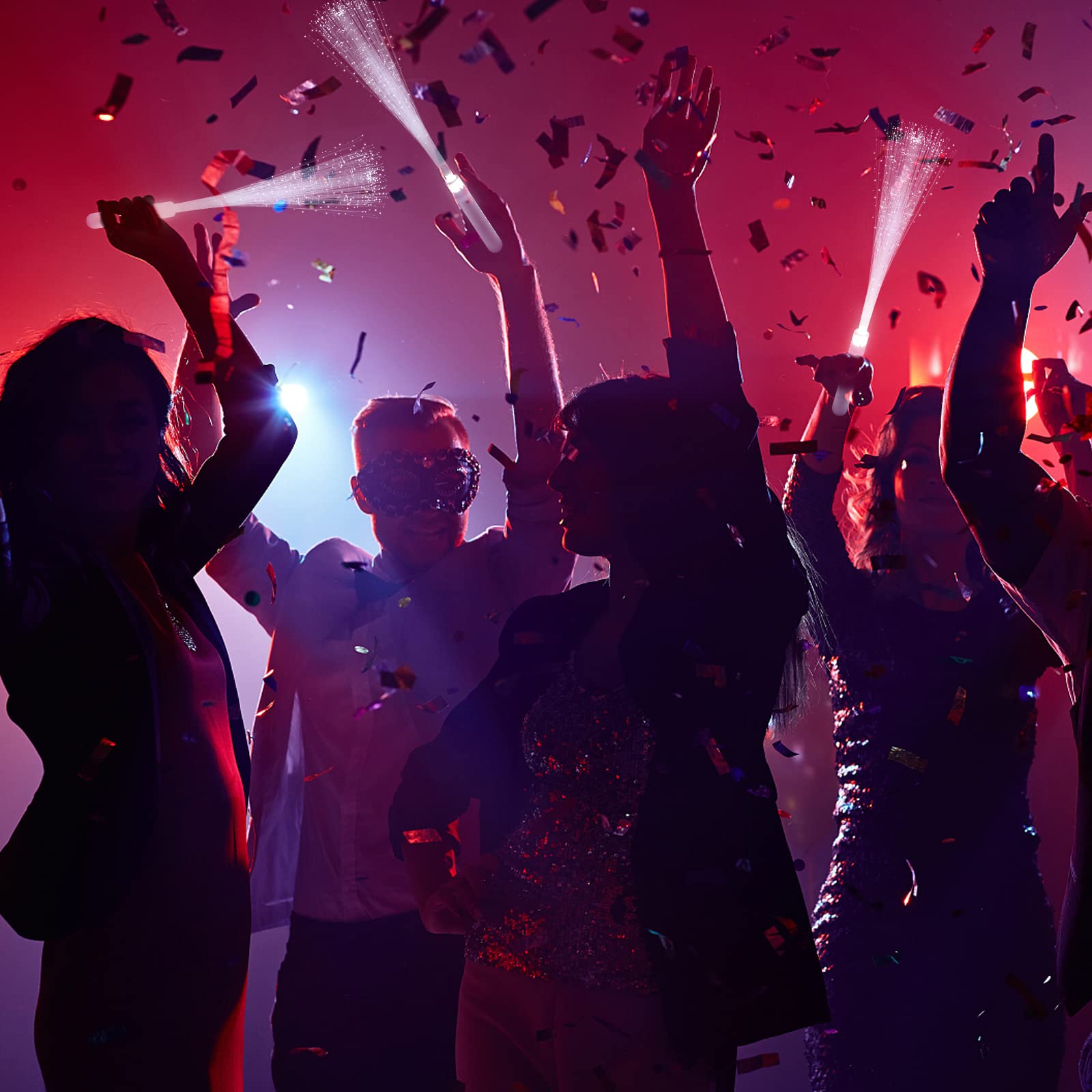 VAIPI wedding party scene featuring white glow wands for a festive atmosphere