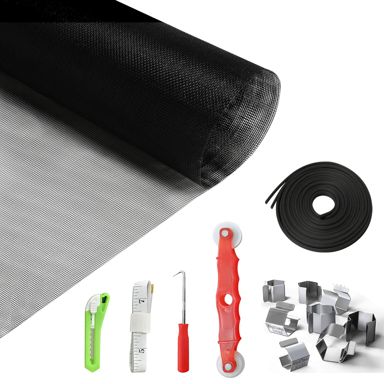 VAKEEN window screen repair kit 48x118 assembly shows sturdy, pet-proof mesh for durable use